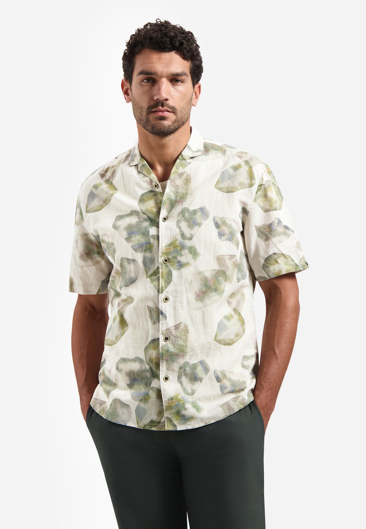 Print overhemd met korte mouw | Green