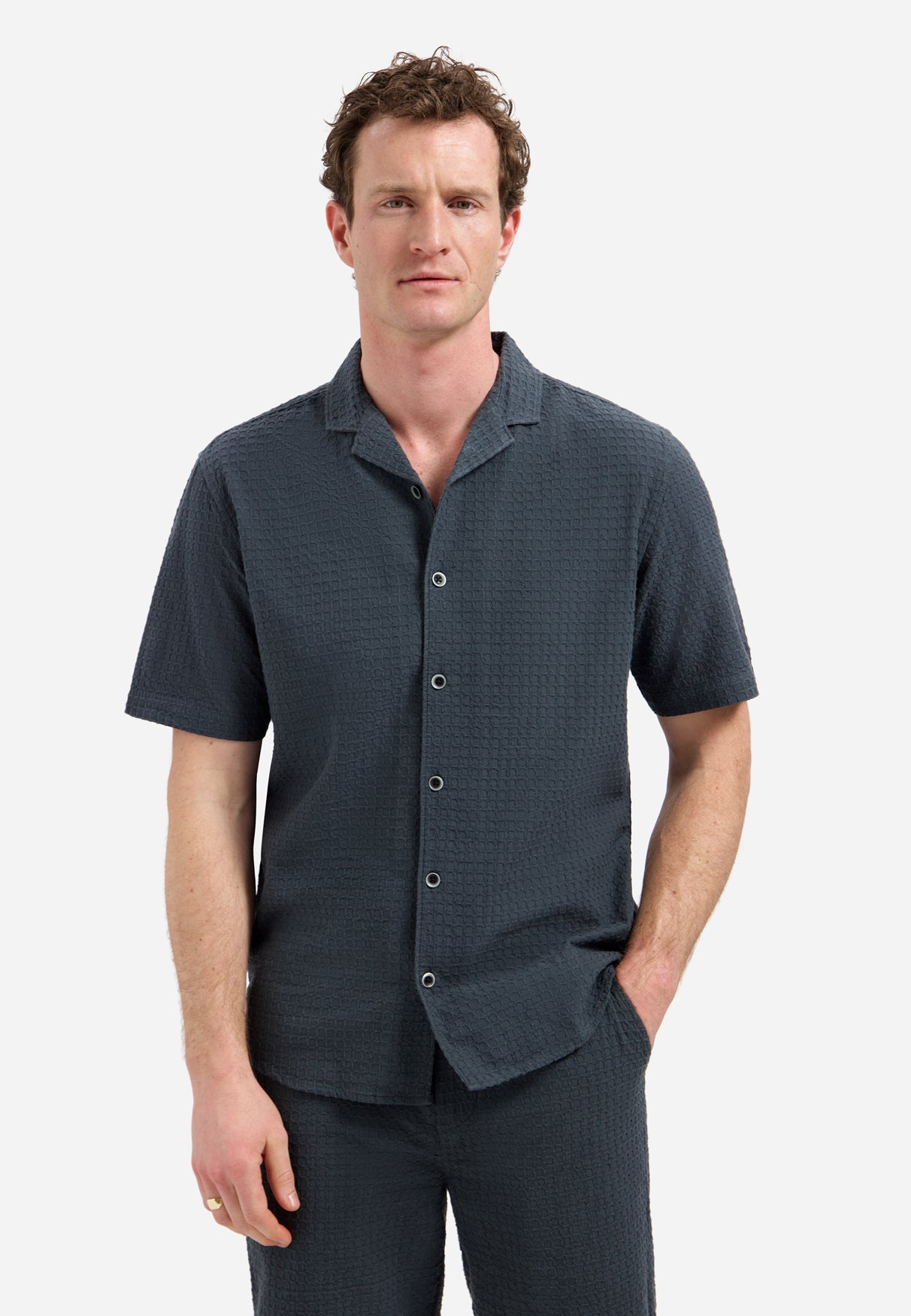 Katoenen shirt met korte mouwen | Dark Steel