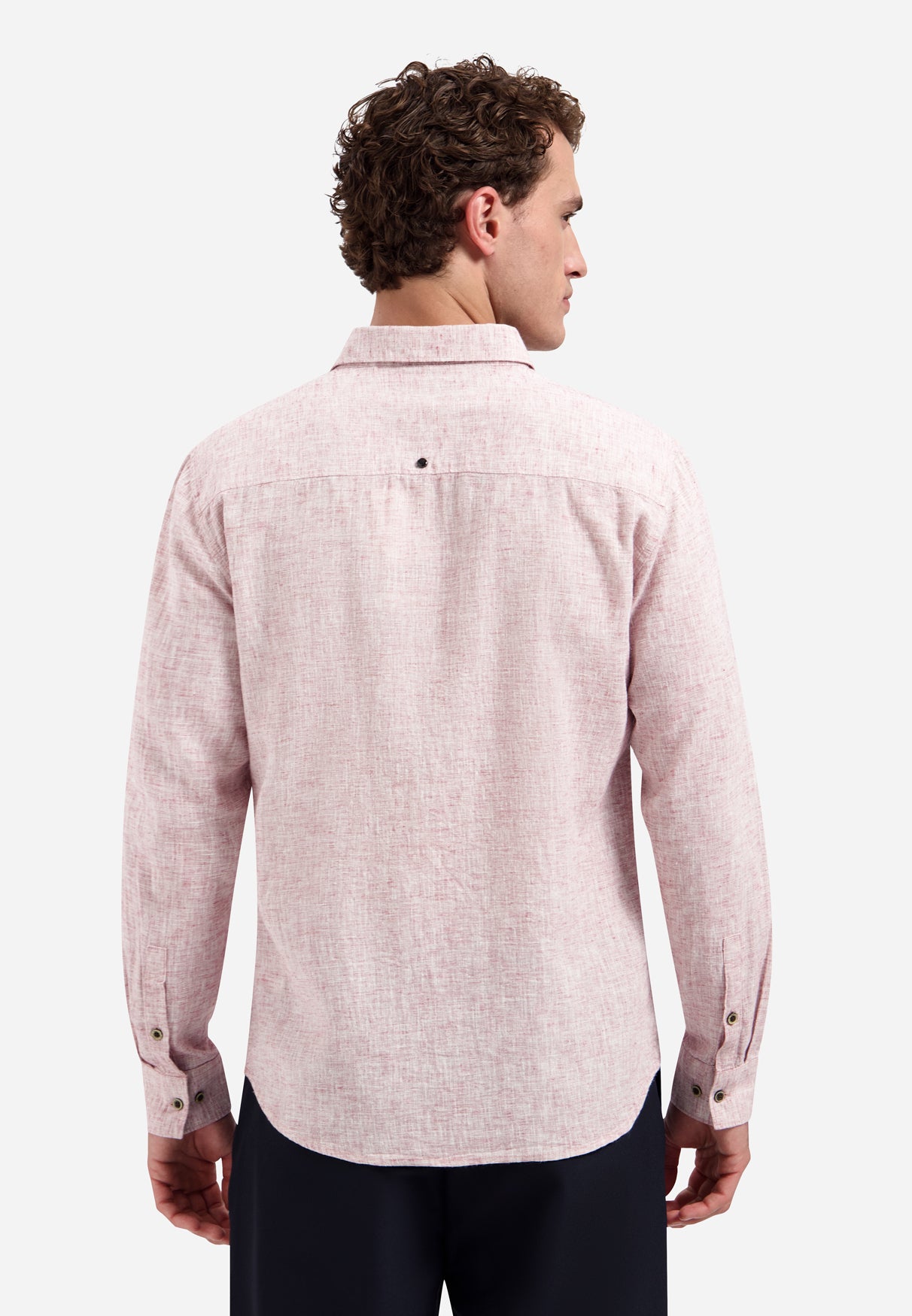 Twee?kleurig linnenblend overhemd | Mauve