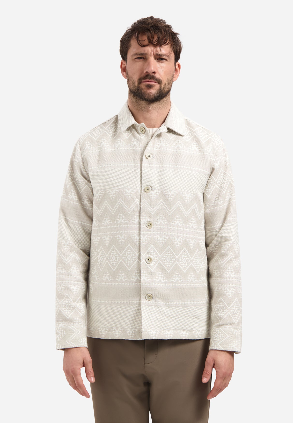 Jacquard overshirt | Taupe