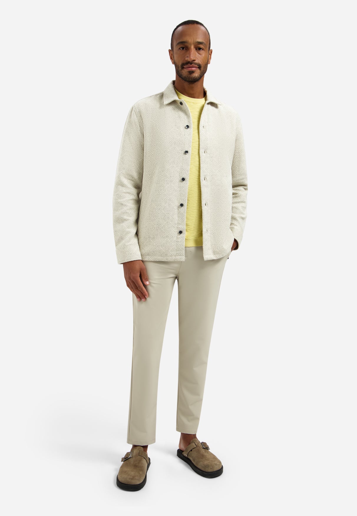 Jacquard button-up overshirt | Desert