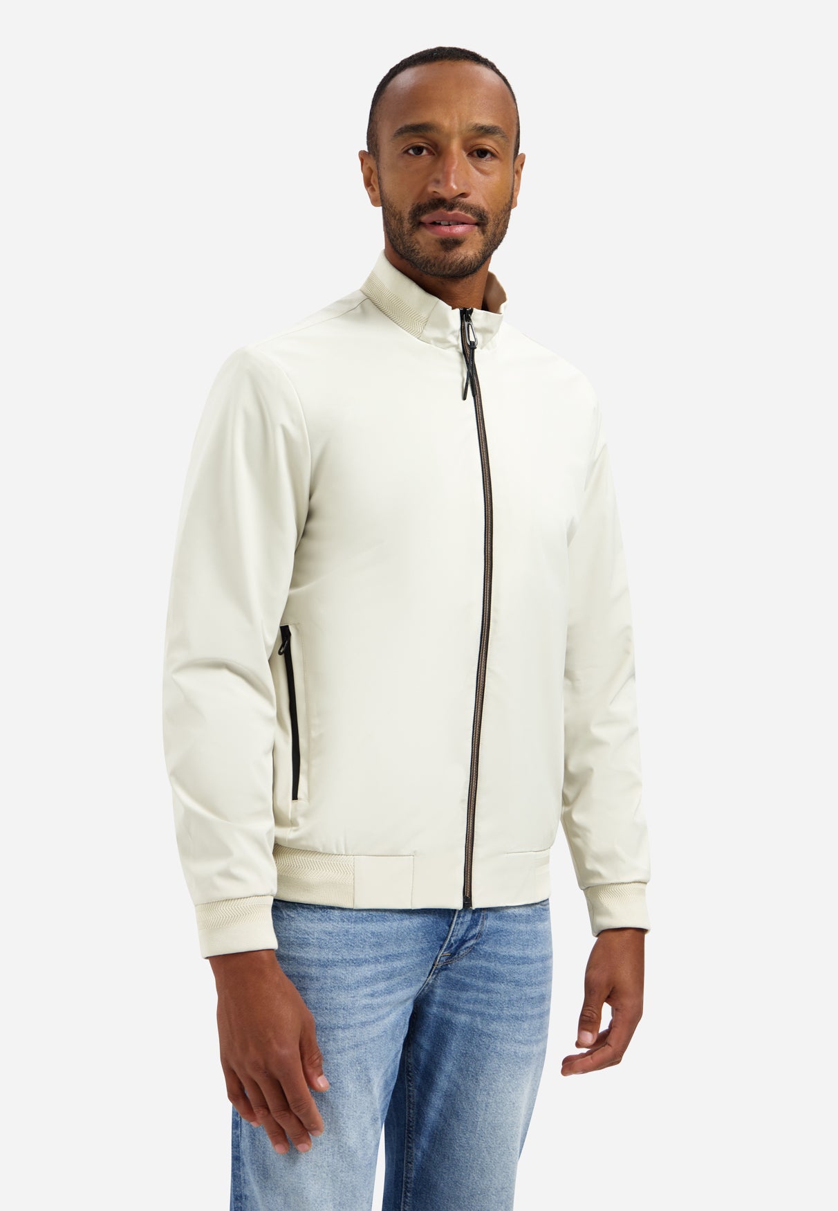 Zomerjas met geribde kraag | Stone