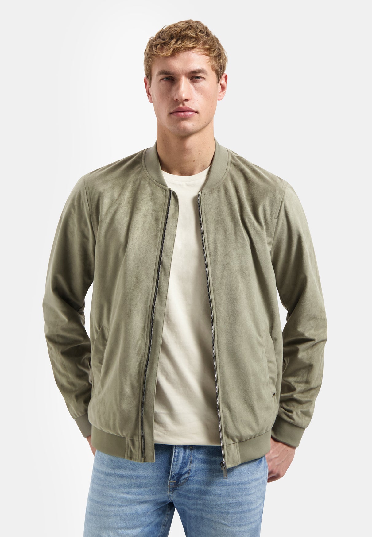 Suède-look bomberjack | Light Moss