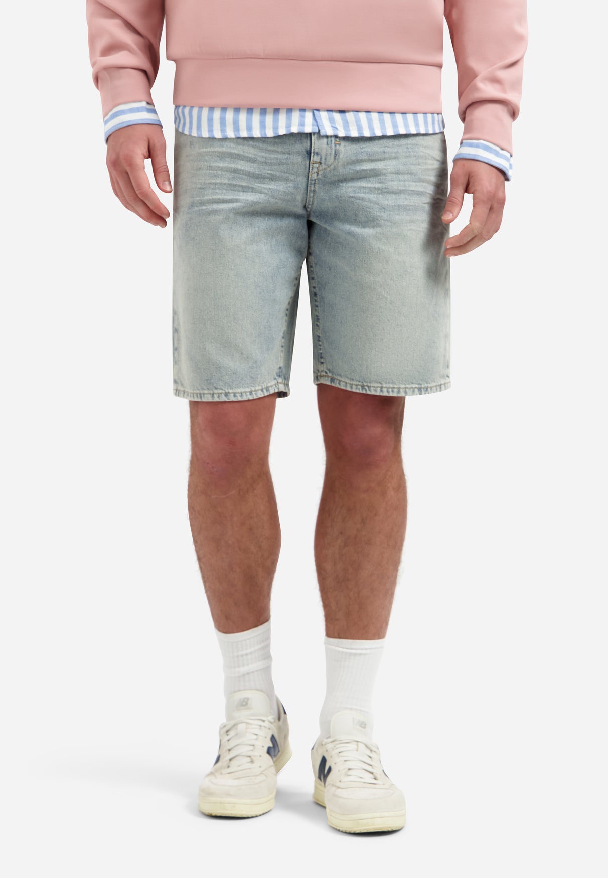 Relaxed denim short | Stone Used Denim
