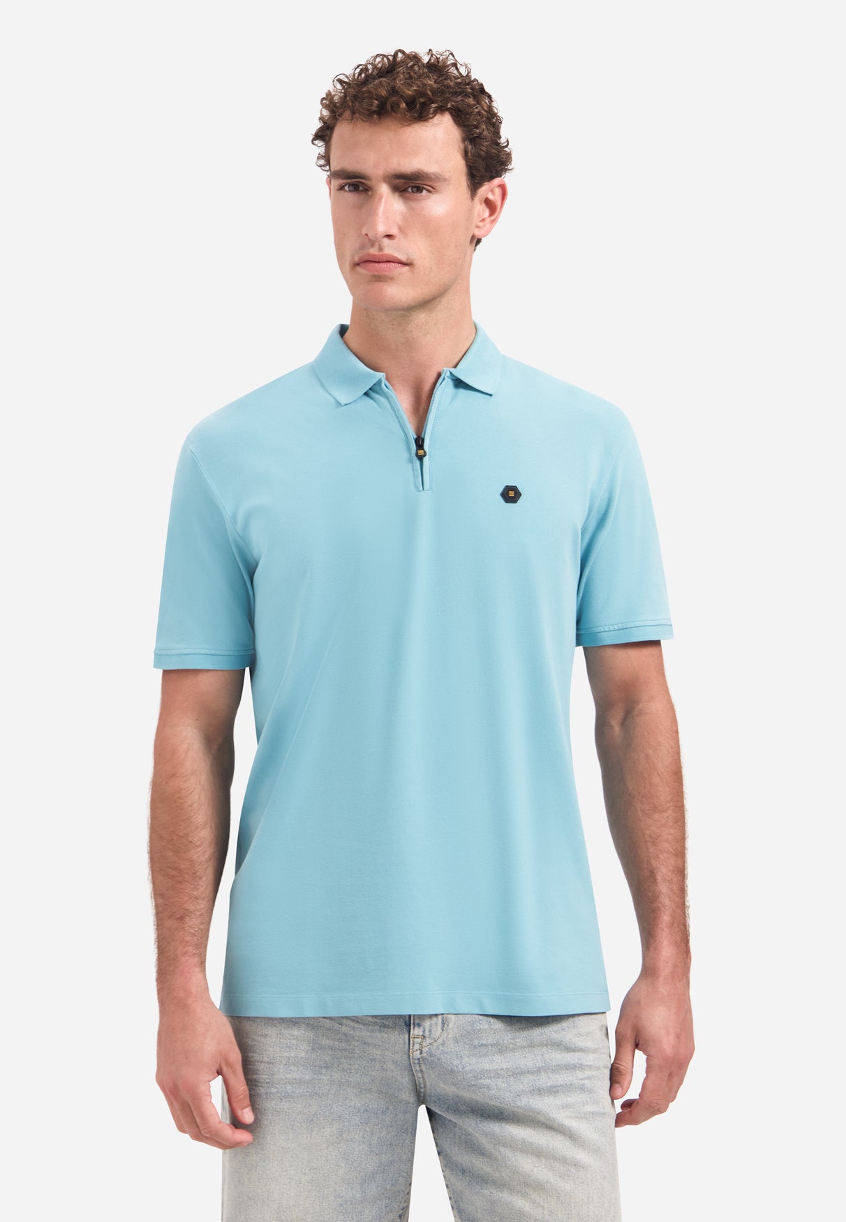Halfzip polo met korte mouwen | Seablue