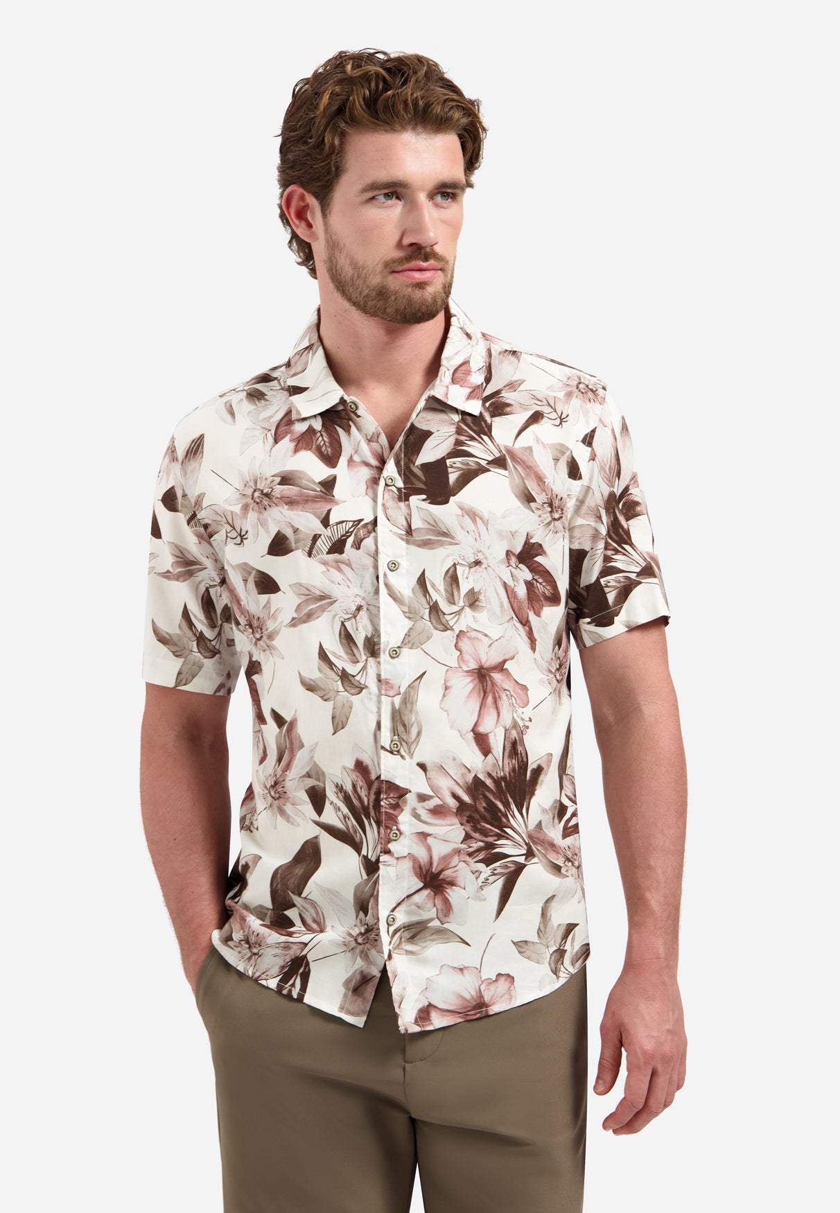 Shirt met korte mouwen en bloemenprint | Coral