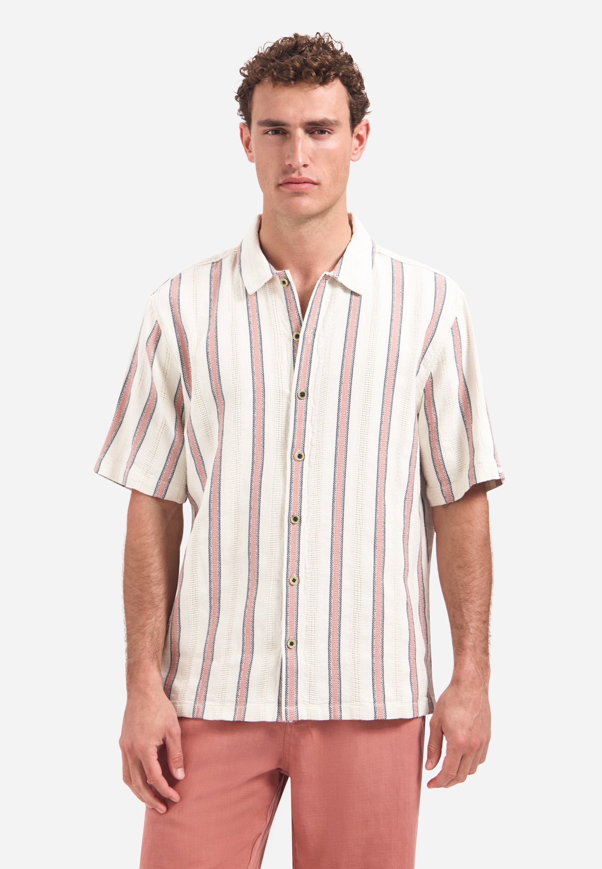 Shirt met korte mouwen en strepen | Coral