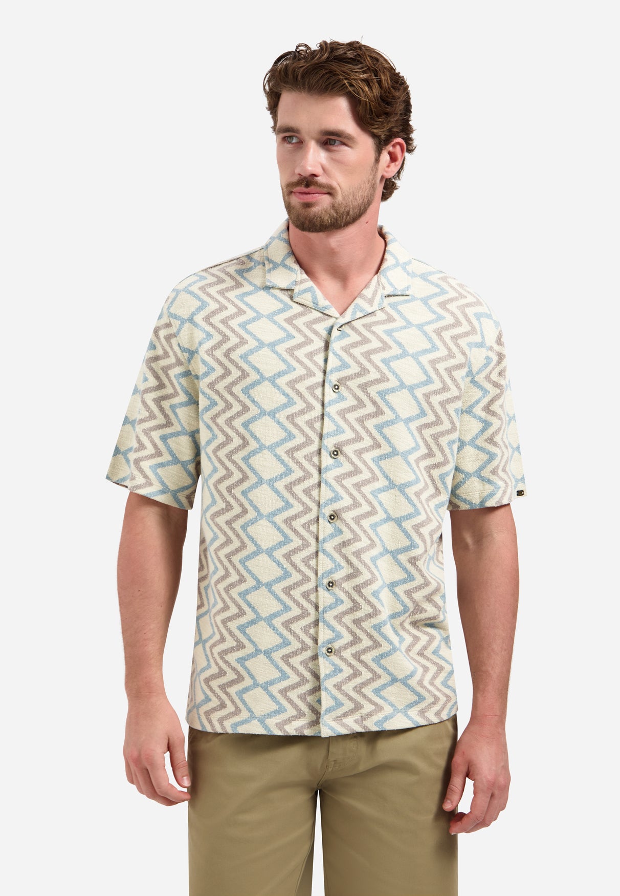 Shirt met korte mouwen en zigzagprint | Stone
