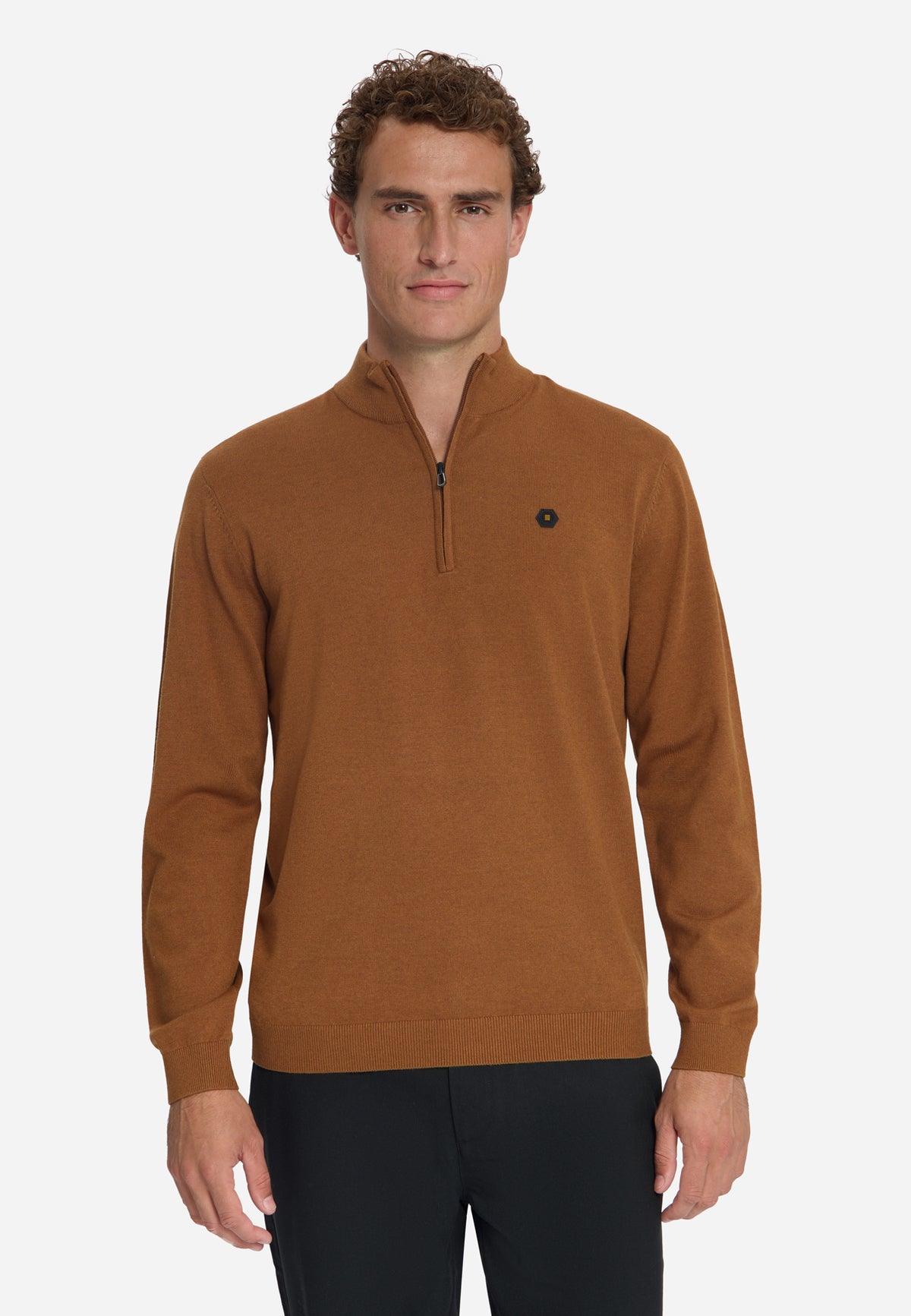Melange Half-Zip Trui | Caramel