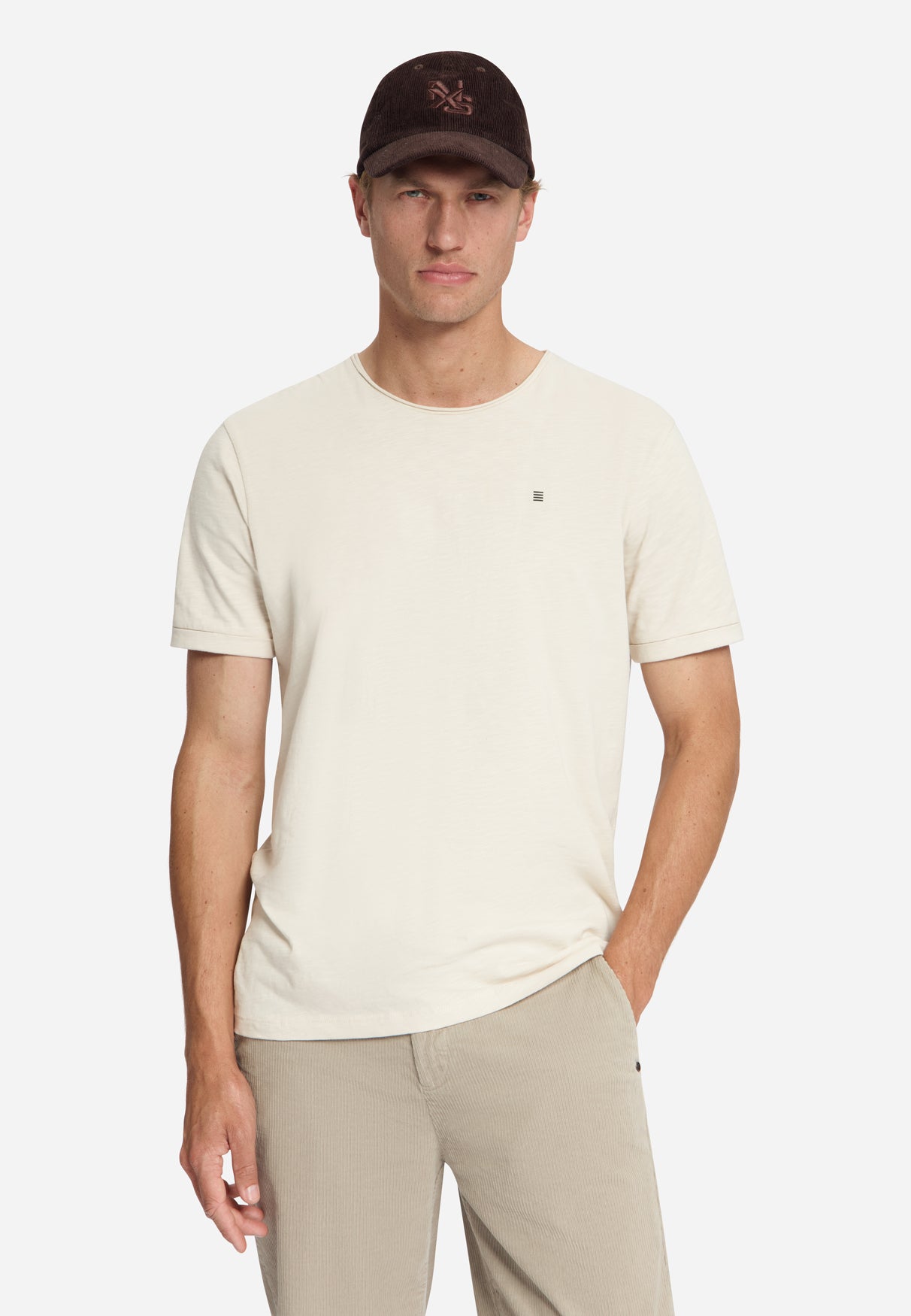 Katoenen Slub T-shirt | Stone