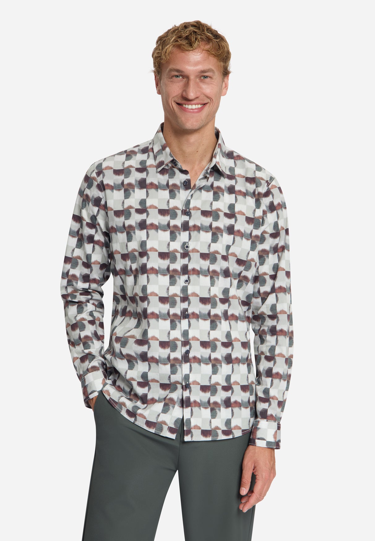 Overhemd met all-over stretchprint | Cayenne
