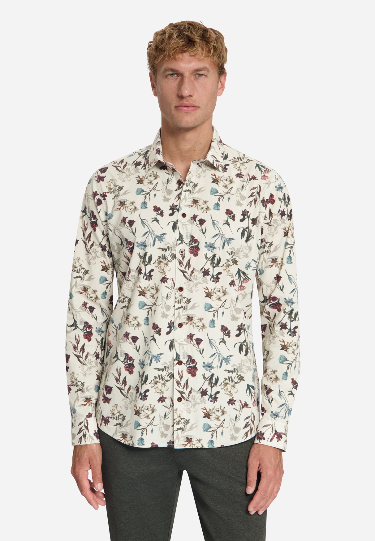 Bedrukt stretchshirt | Stone