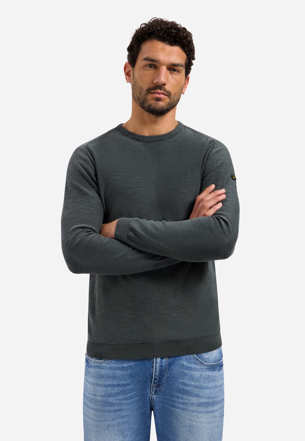 Timeless Basics Stone Washed Trui | Dark Steel