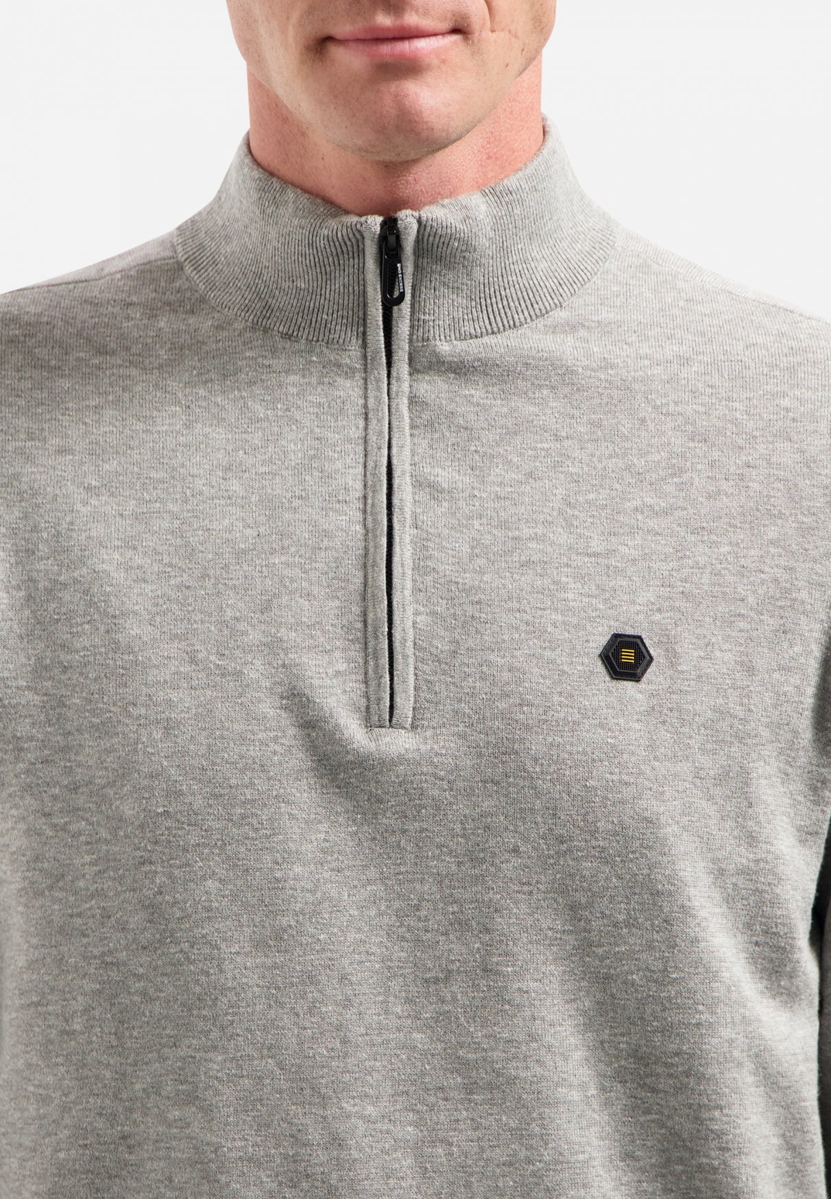 Timeless basics trui met halve rits | Grey Melange