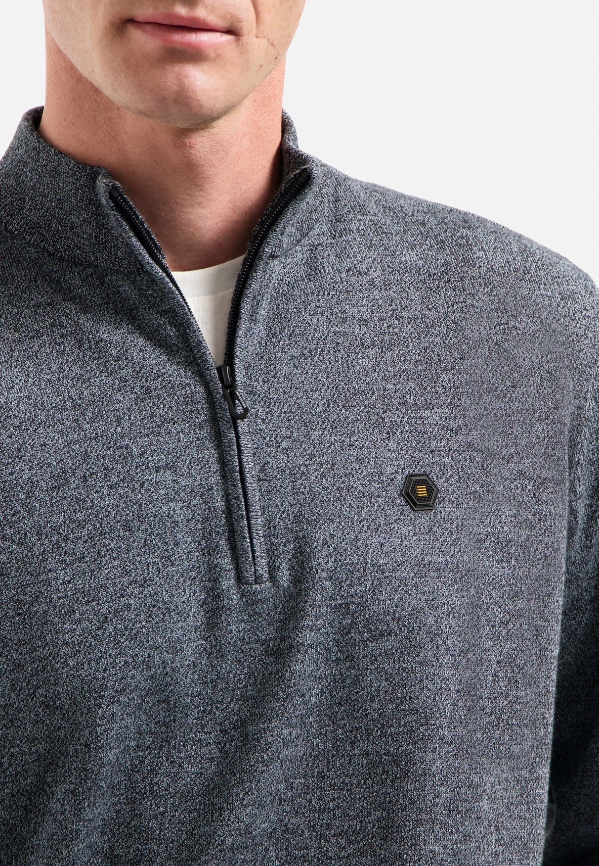 Timeless basics trui met halve rits | Dusty Blue
