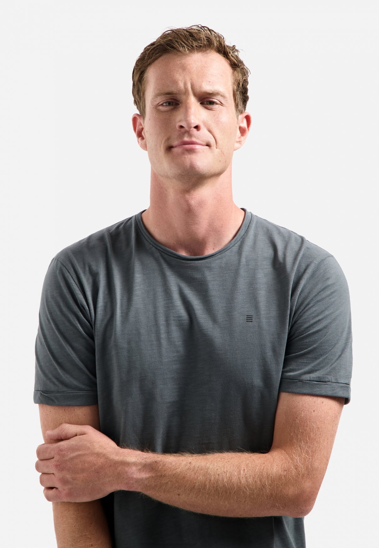 Timeless Basics Ronde Hals  T-shirt | Dark Steel