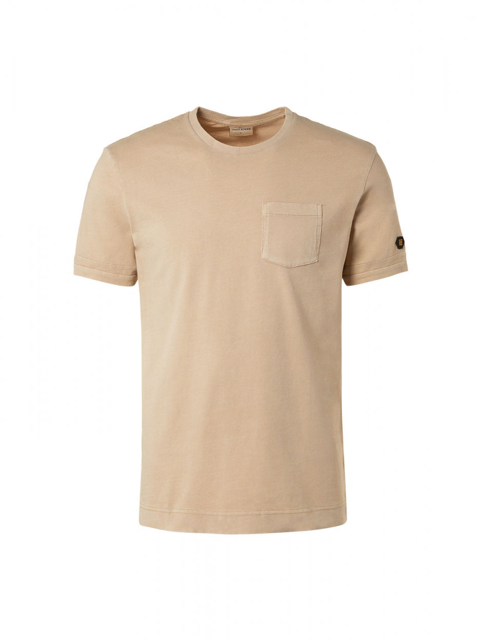 T-shirt Ronde hals Gegraveerd Special Wash Sand