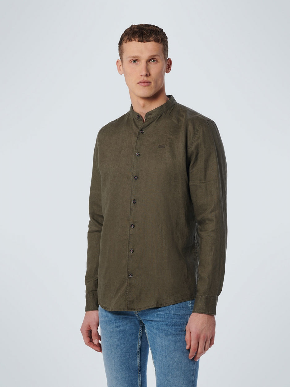 Shirt Granddad Linnen Solid | Army