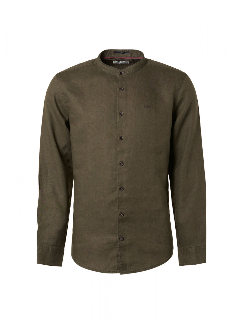 Shirt Granddad Linnen Solid | Army