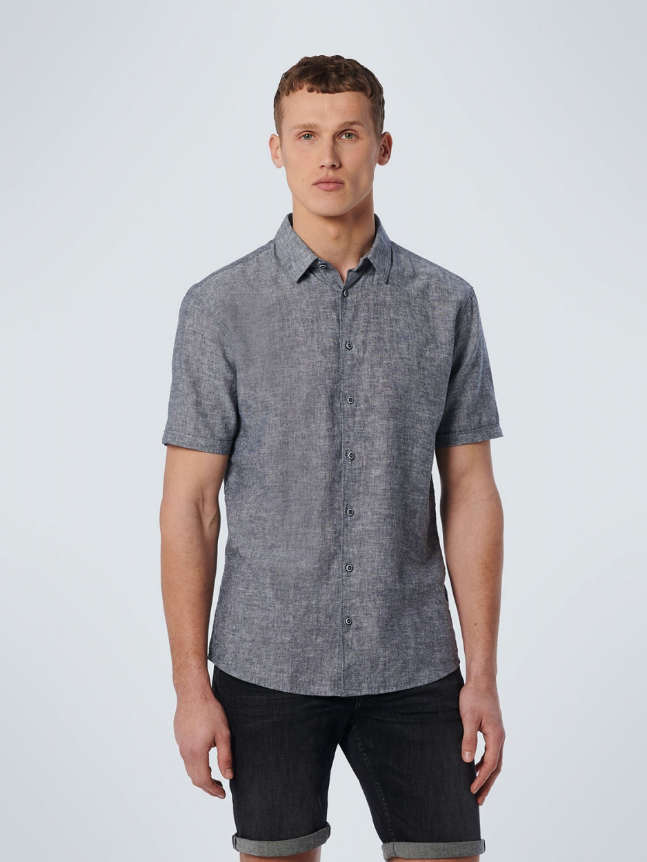 Shirt Korte Mouw 2 Kleur Melange Met Linnen | Night