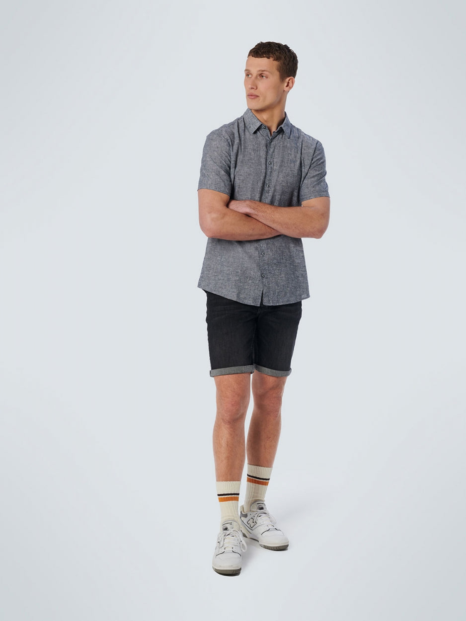 Shirt Korte Mouw 2 Kleur Melange Met Linnen | Night