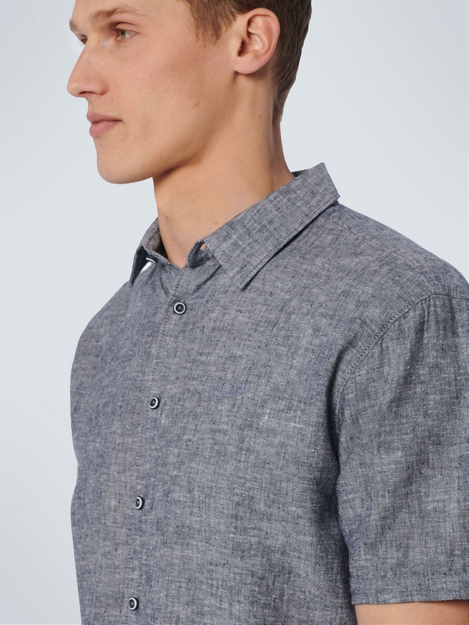 Shirt Korte Mouw 2 Kleur Melange Met Linnen | Night