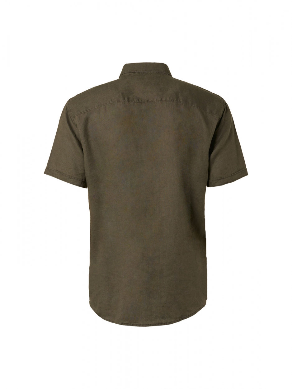 Shirt korte mouw Linnen Solid | Army