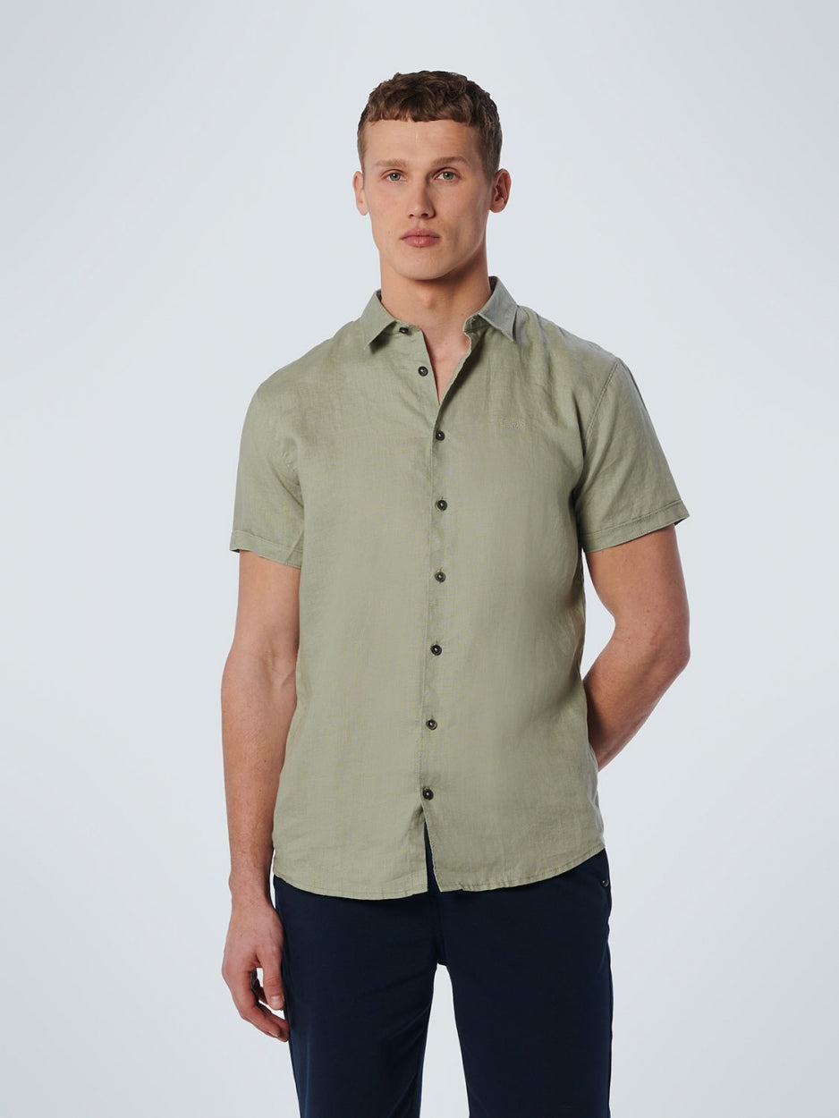 Shirt Korte Mouw Linnen Solid | Smoke Green