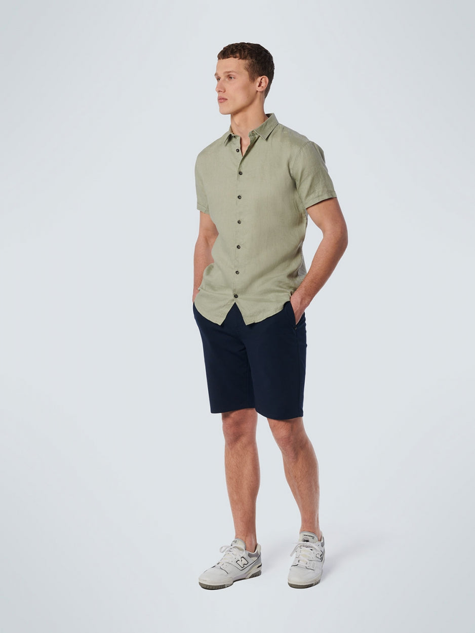 Shirt Korte Mouw Linnen Solid | Smoke Green