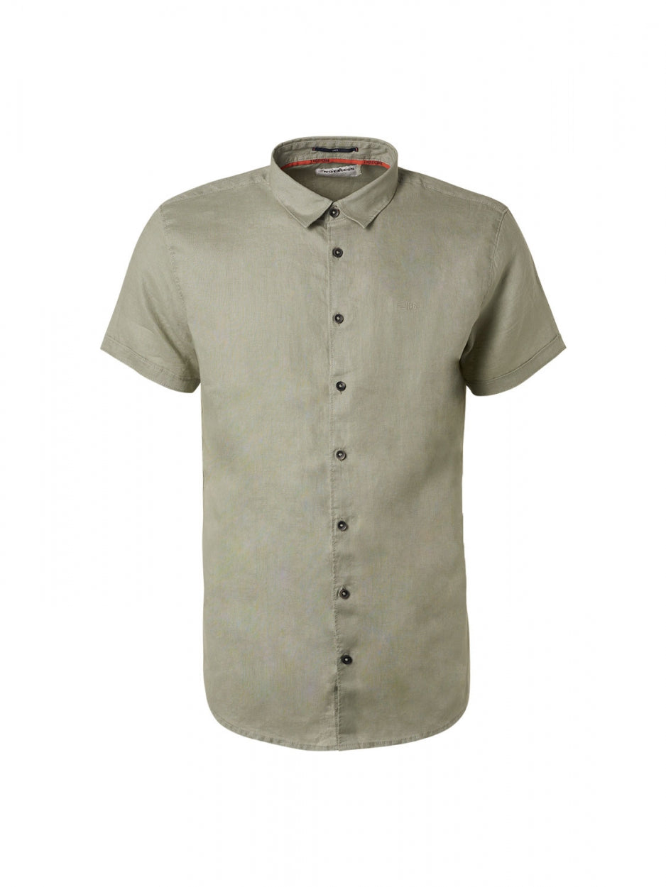 Shirt Korte Mouw Linnen Solid | Smoke Green