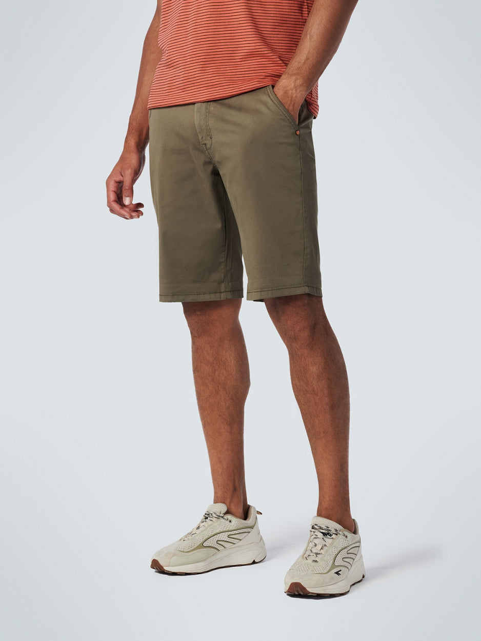 Korte Chino Kledingstuk Geverfd Twill Stretch | Army