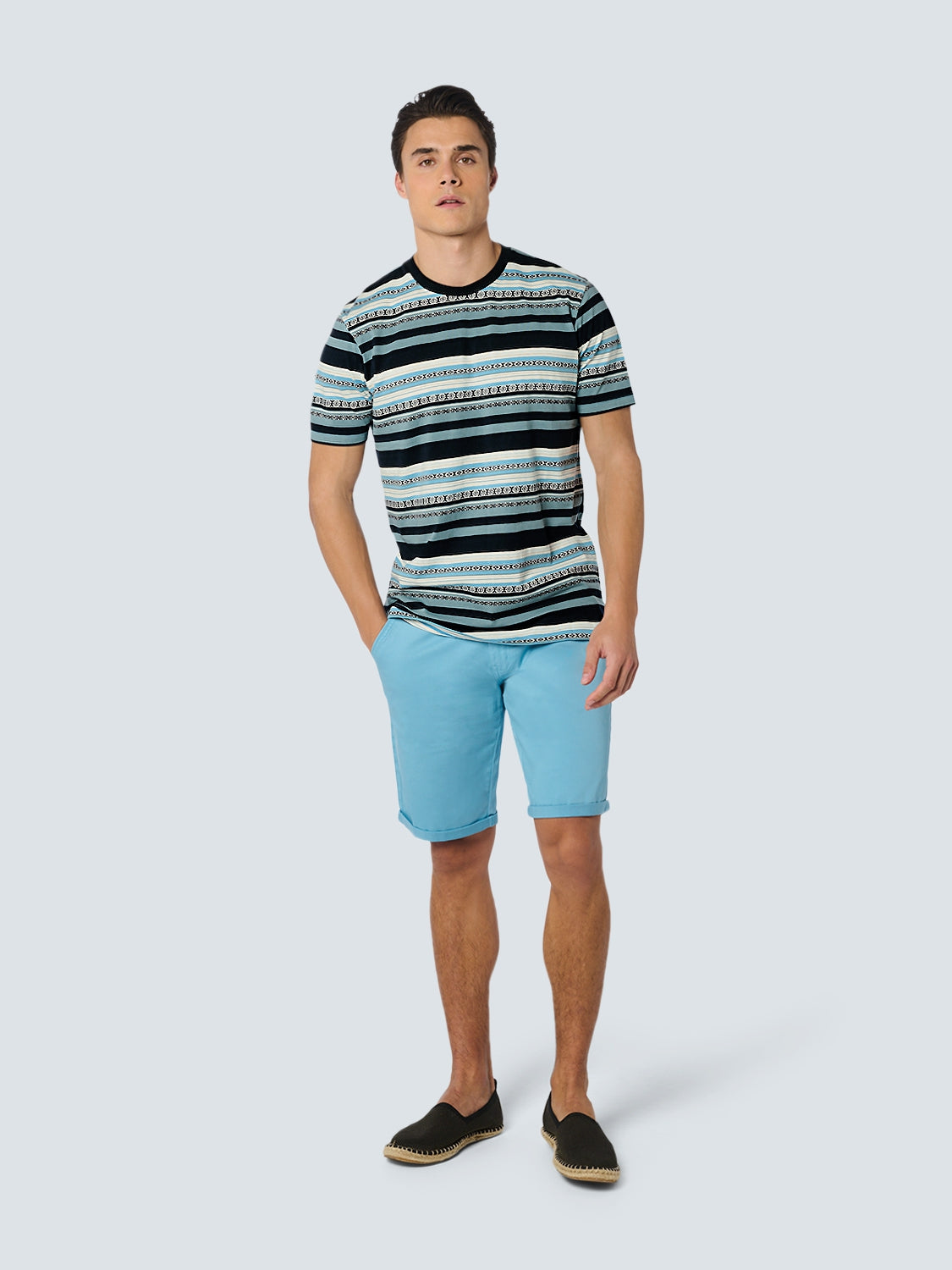 T-Shirt Crewneck Multi Coloured Jacquard | Aqua