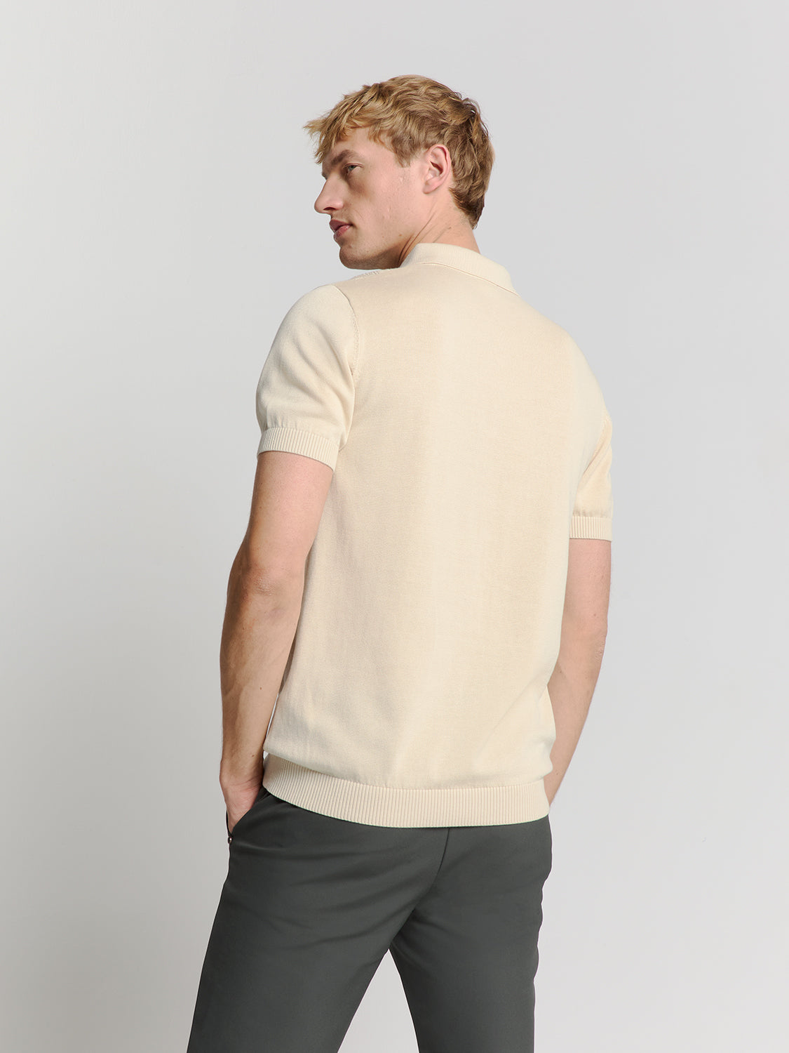 Jacquard short sleeve polo | Sand
