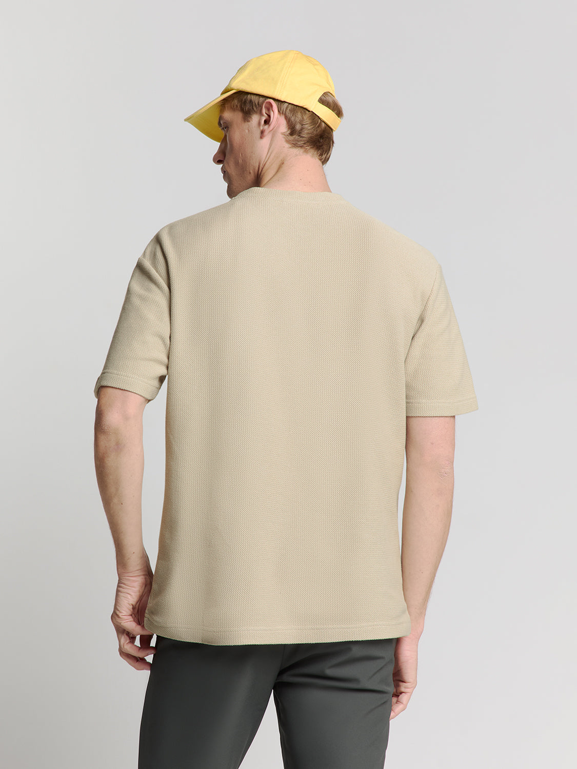 Jacquard crewneck T-shirt | Sand