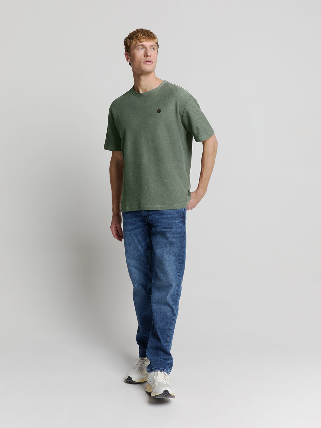 Jacquard crewneck T-shirt | Dark Steel