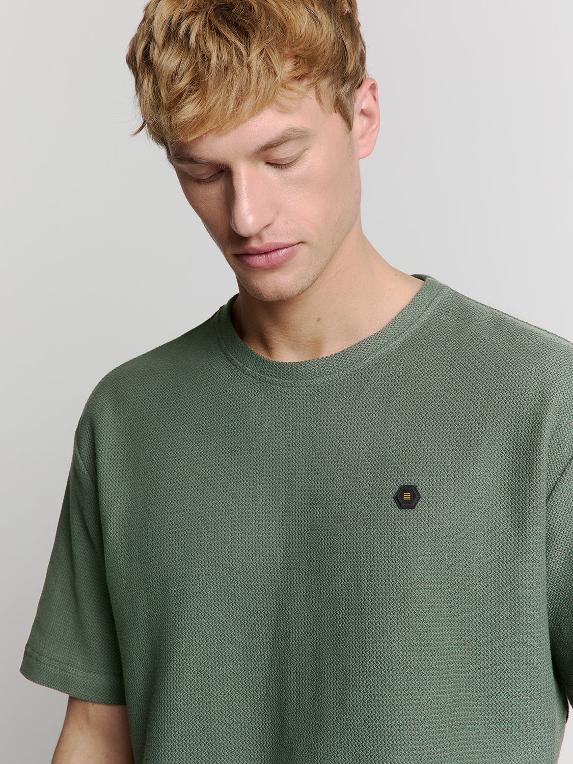 Jacquard crewneck T-shirt | Dark Steel