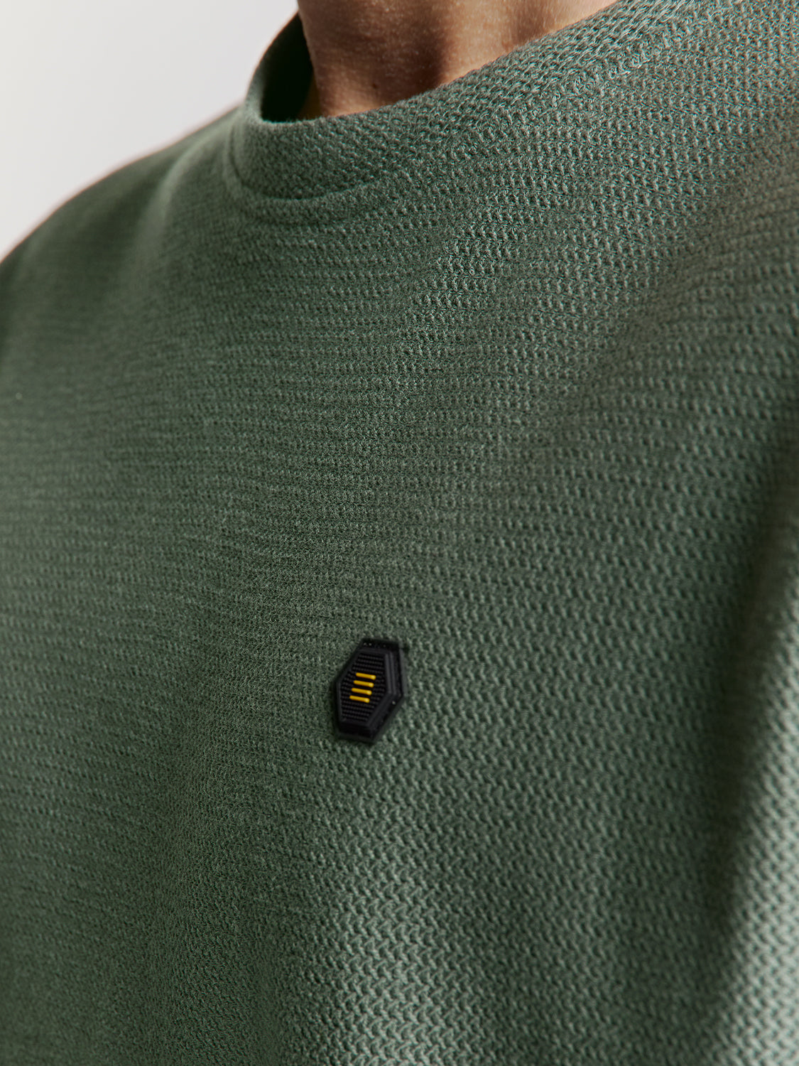 Jacquard crewneck T-shirt | Dark Steel