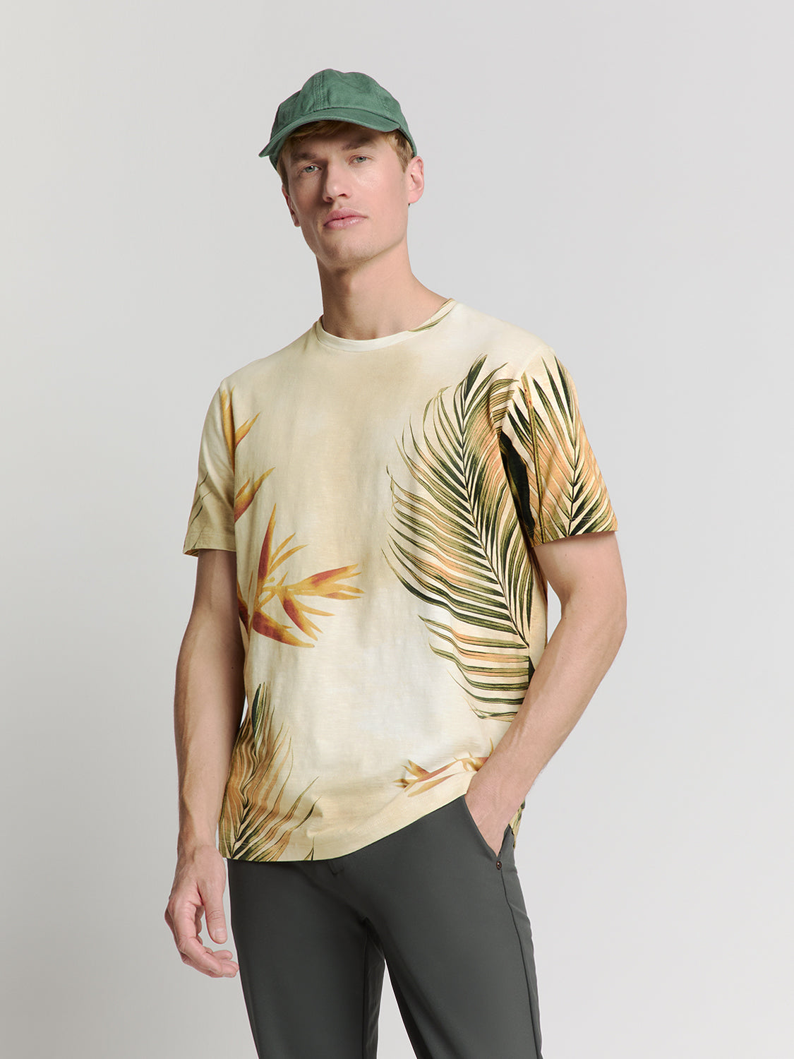 Printed crewneck T-shirt | Sand