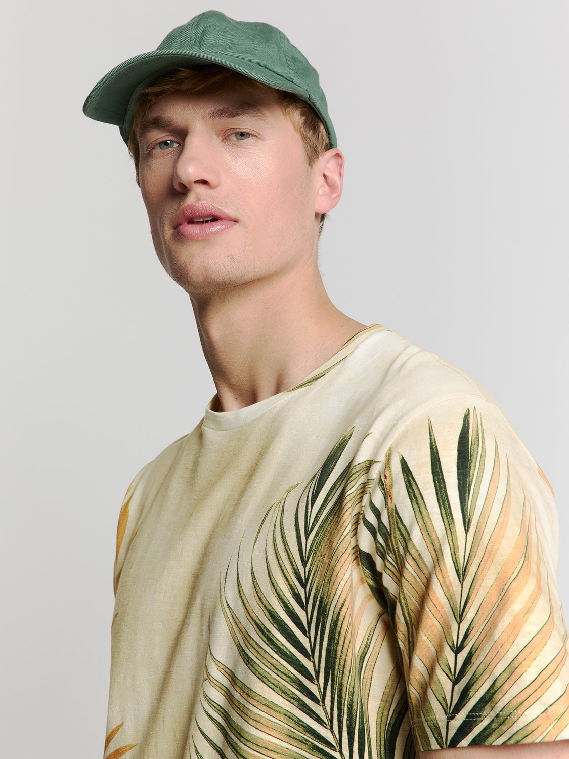 Printed crewneck T-shirt | Sand