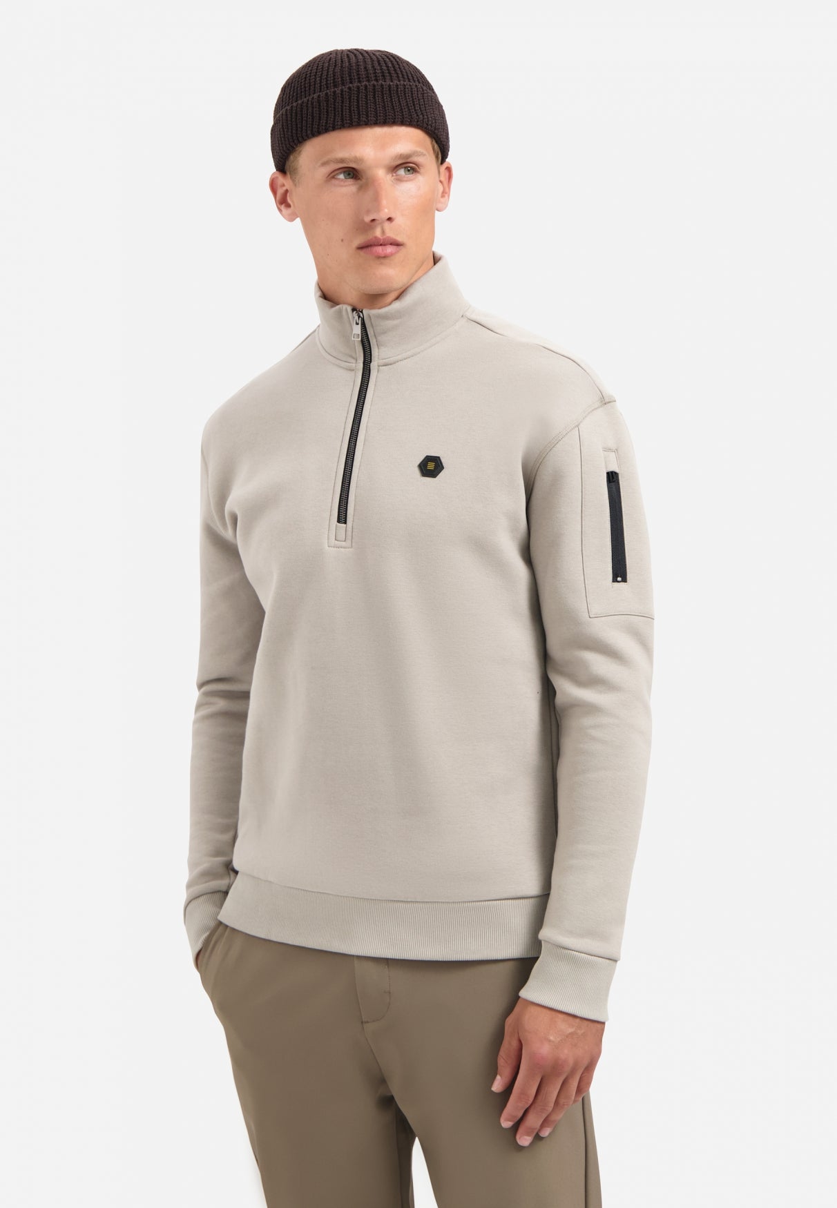 Sweater met halve rits | Clay