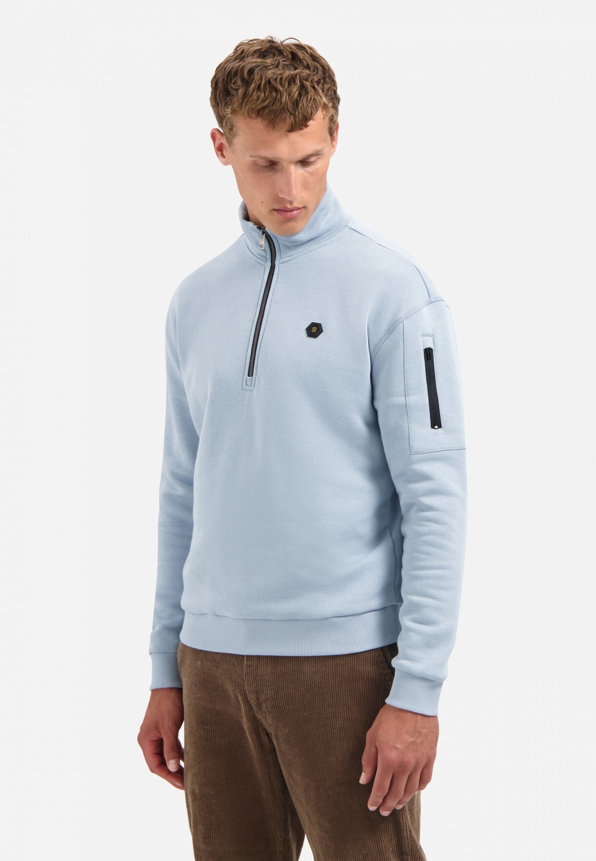 Sweater met halve rits | Dusty Blue