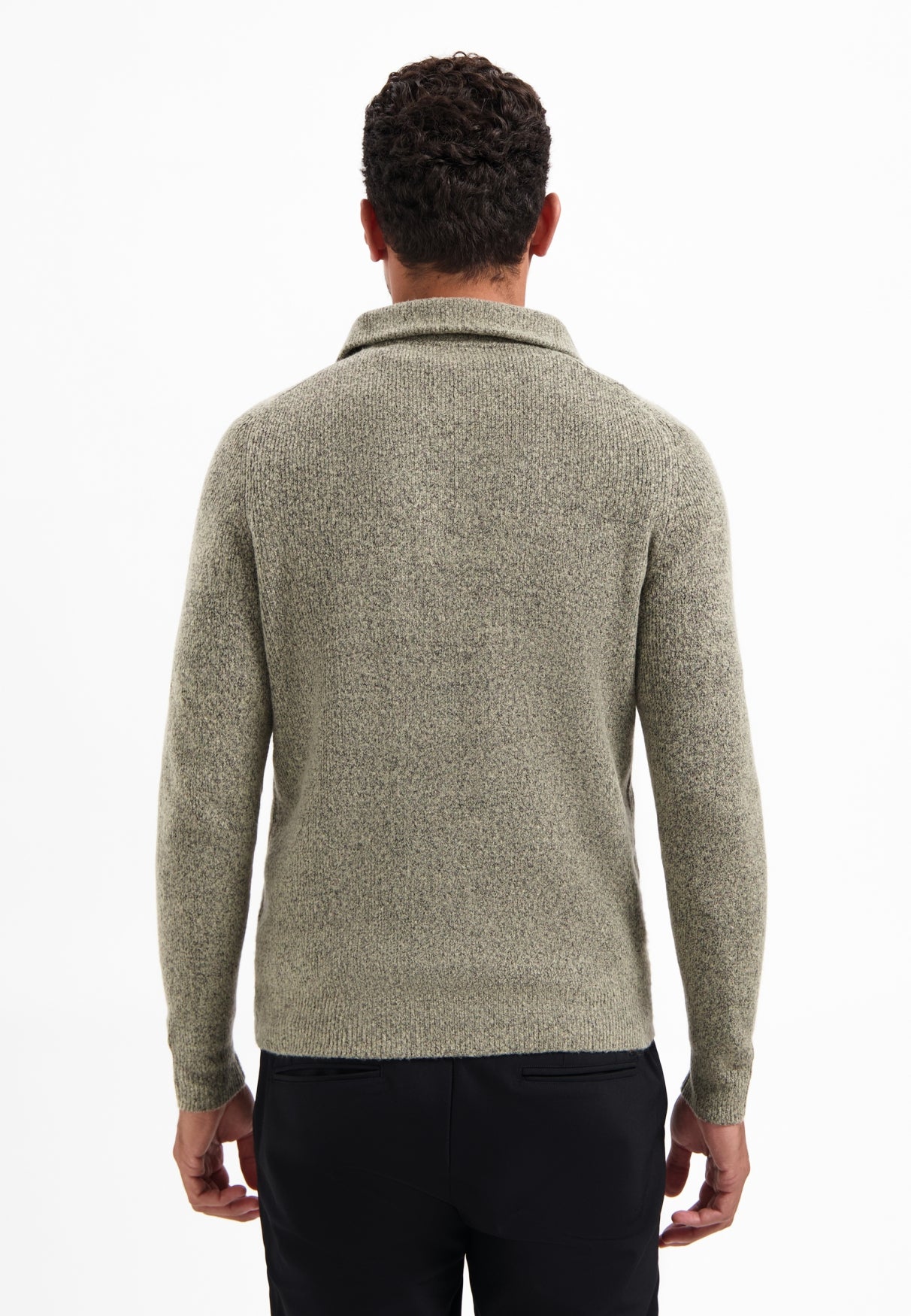 Wool blend high-zip jumper | Sand
