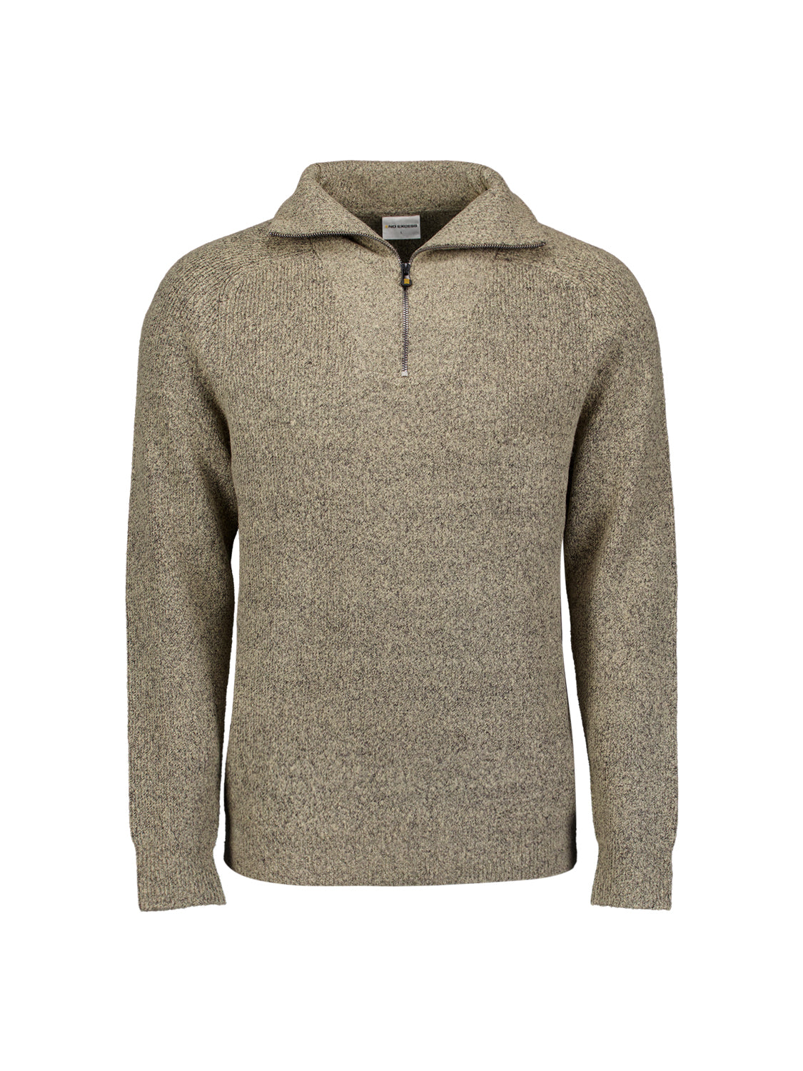 Wool blend high-zip jumper | Sand