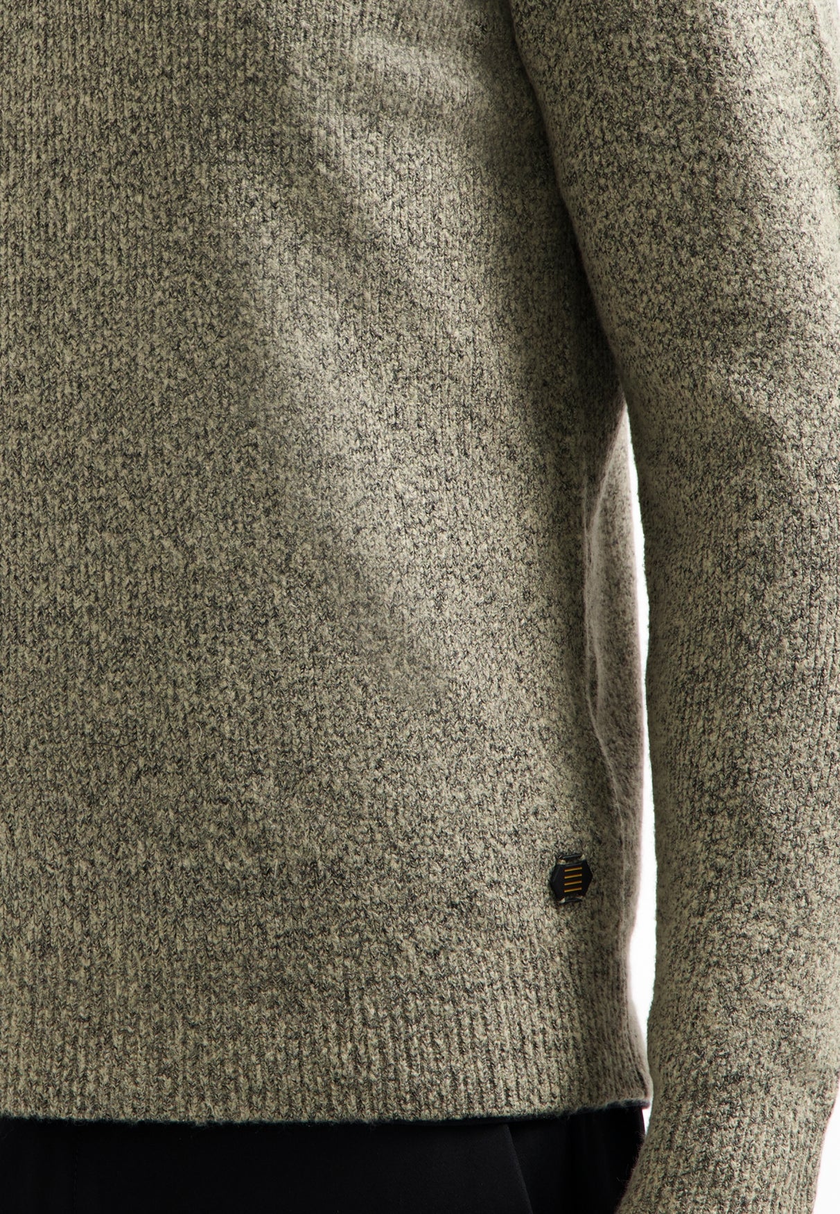 Wool blend high-zip jumper | Sand