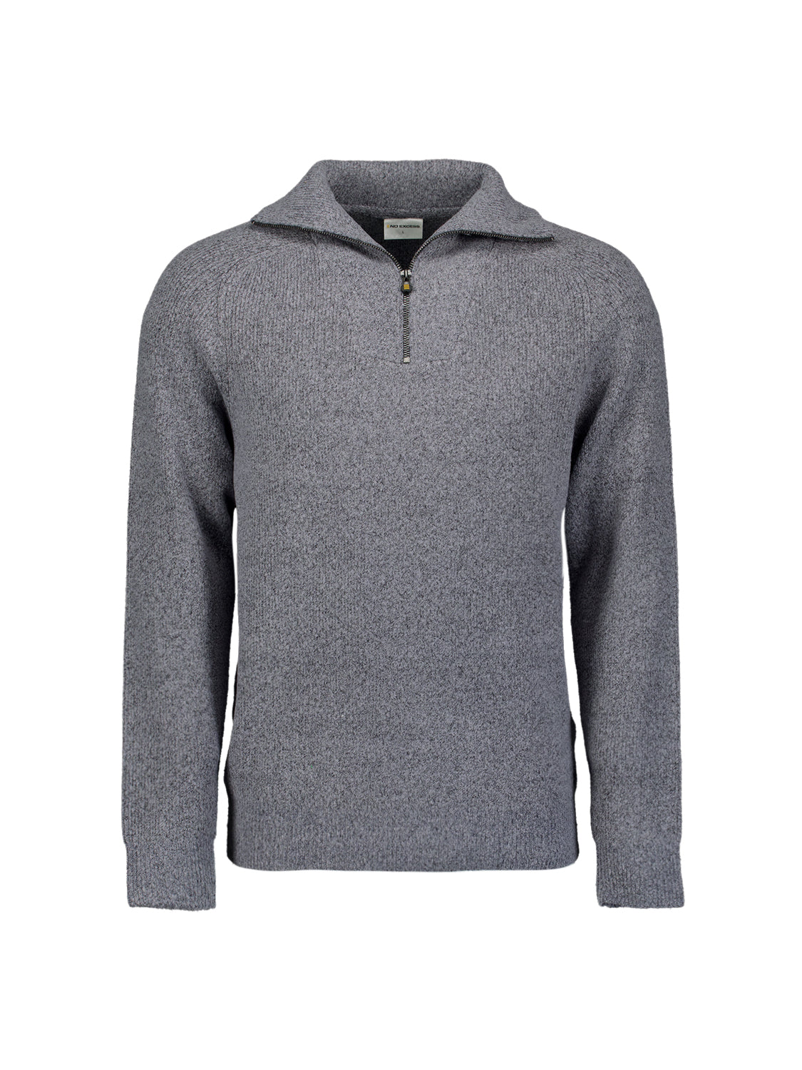 Wool blend high-zip jumper | Washed Blue