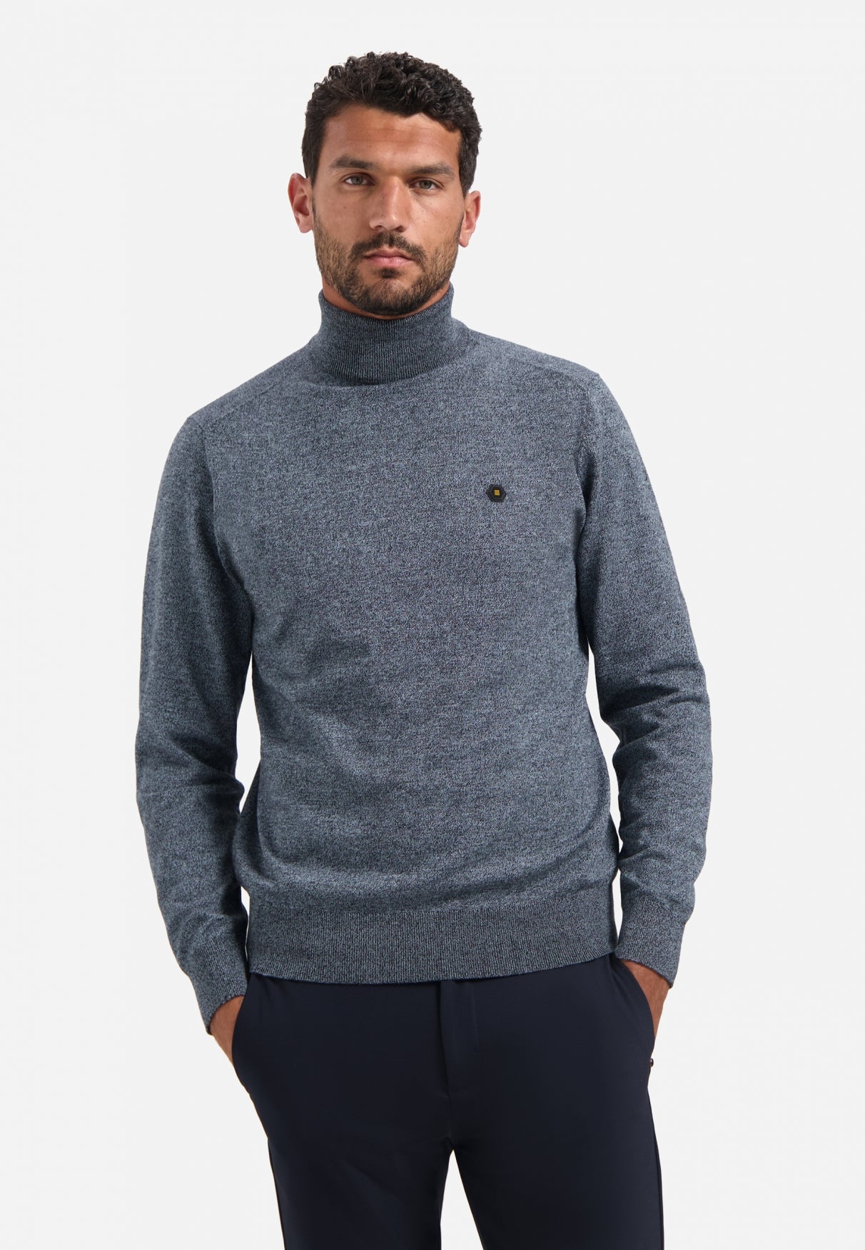 Melange Turtleneck jumper | Dusty Blue