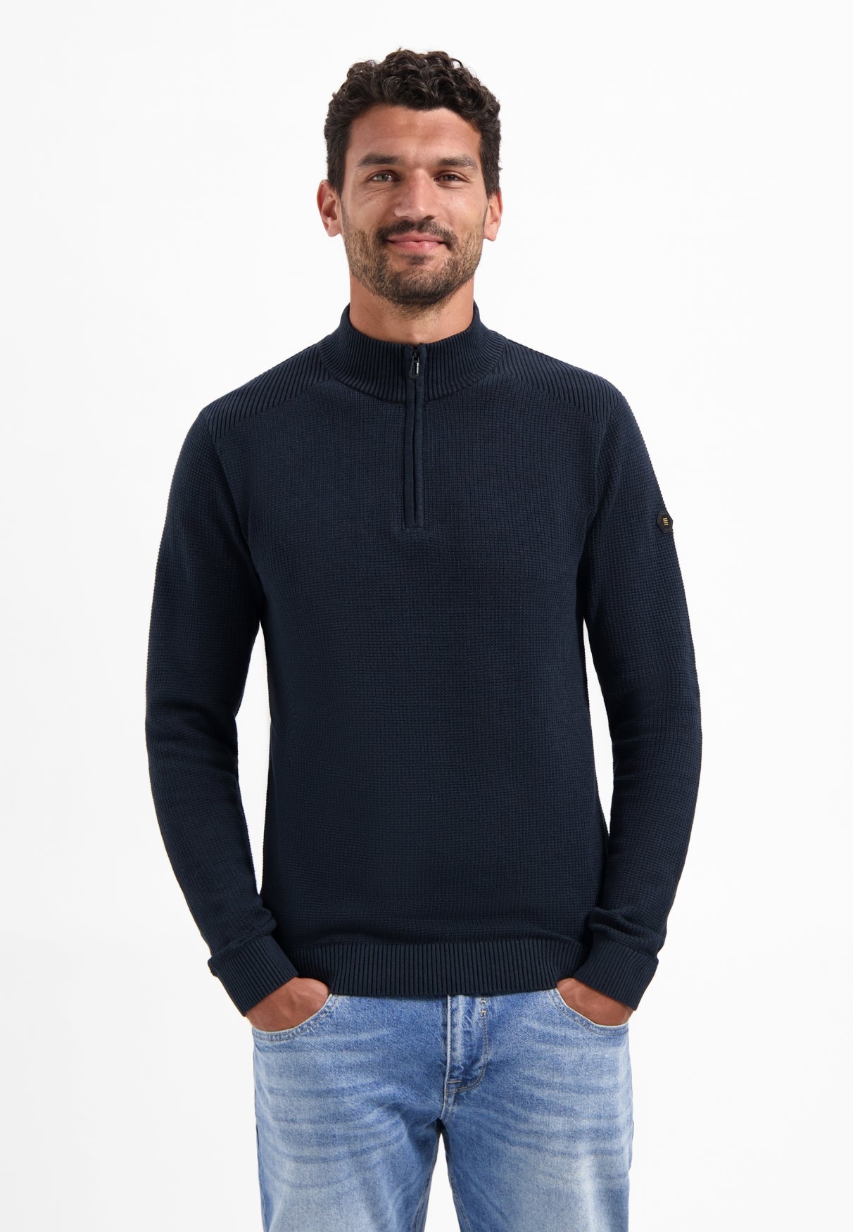Trui met gestructureerde halve rits | Night