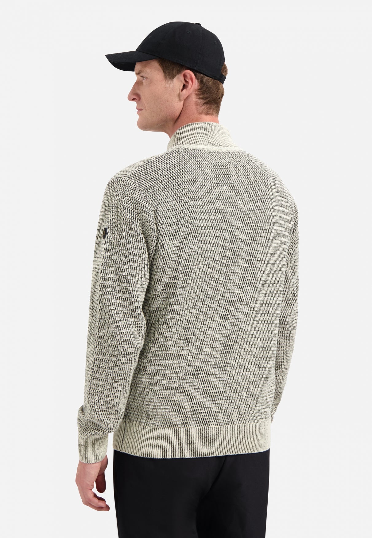 Melange half-zip jumper | Stone