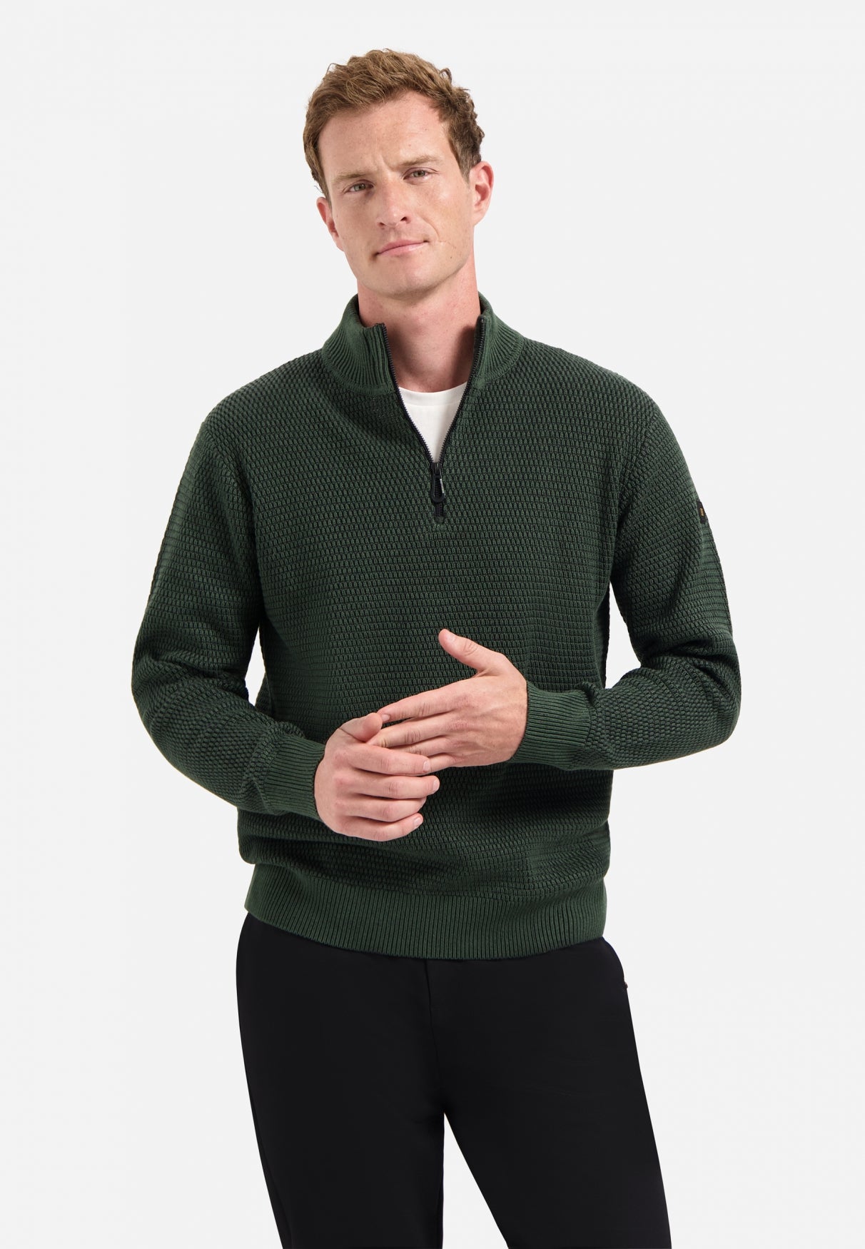 Melange half-zip jumper | Dark Green