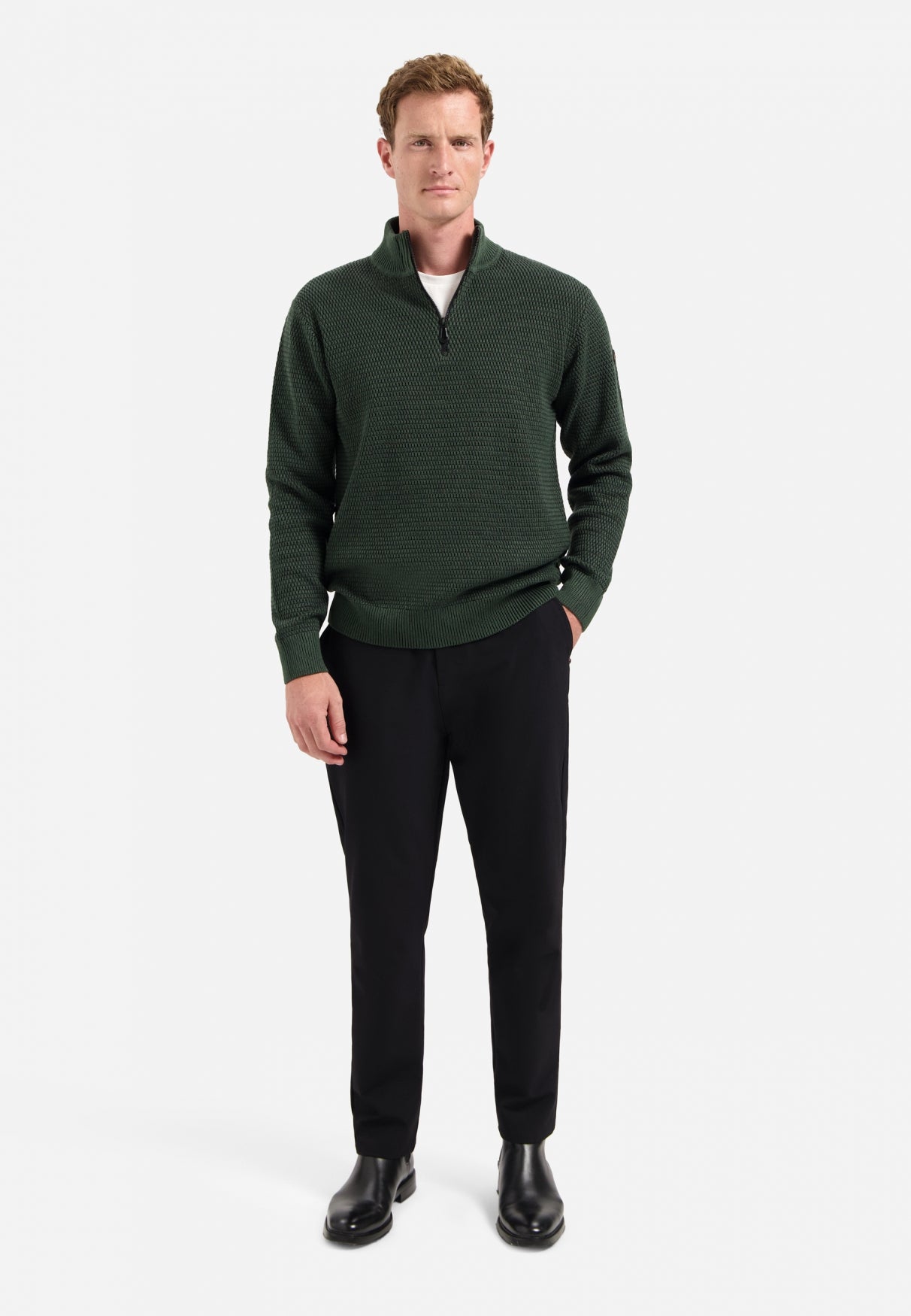 Melange half-zip jumper | Dark Green